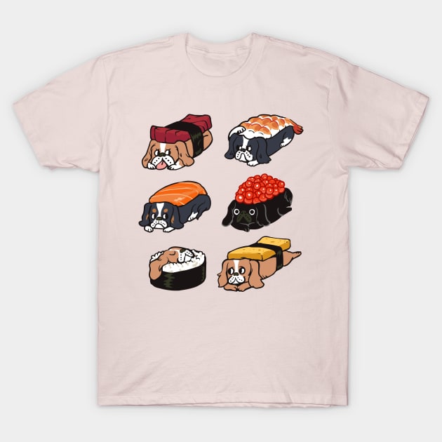 Sushi Cavalier King Charles Spaniel T-Shirt by huebucket